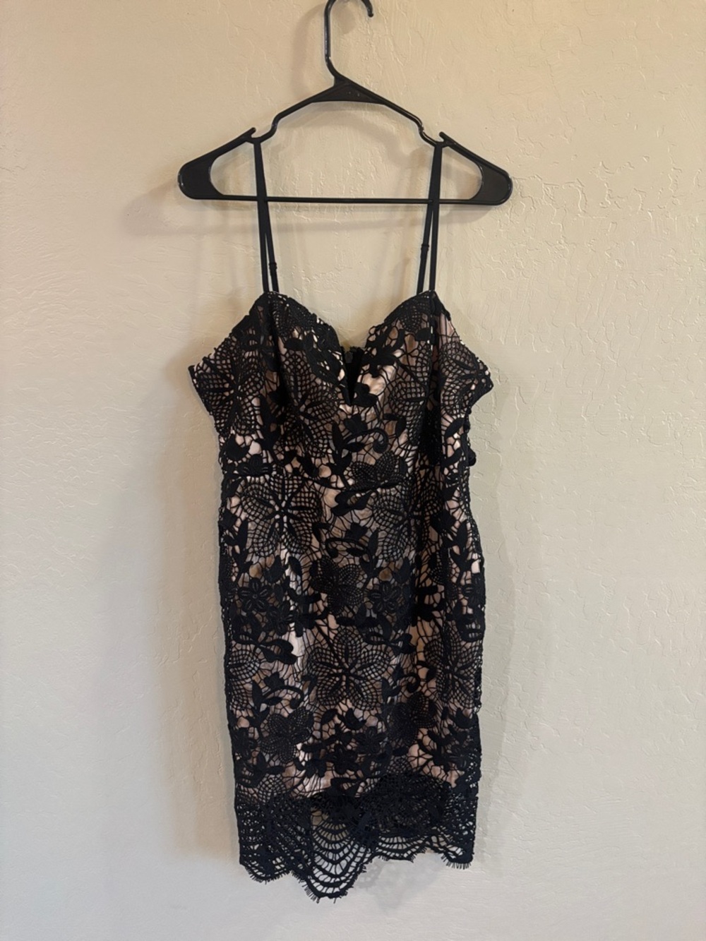 Forever 21 Black Lace Overlay Nude Slip Mini Dress